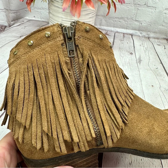 minnetonka brown leather fringe booties sz 7 western boho ankle boots - Picture 9 of 9